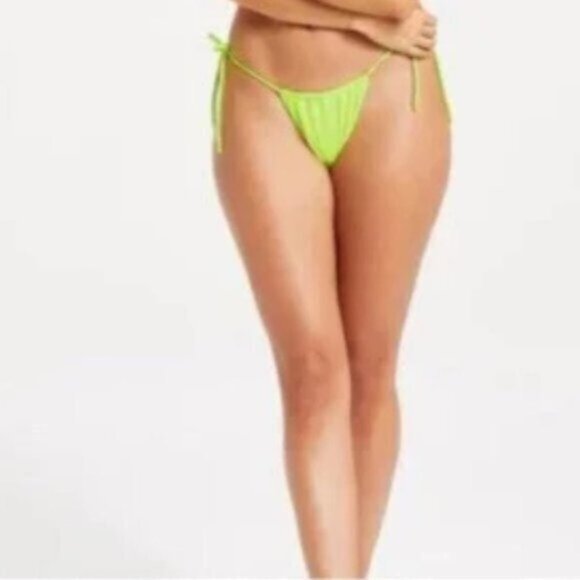 NWT Good American Green Neon Electric Tiny Ties Swim Bottoms Bikini Size Small - Picture 6 of 7
